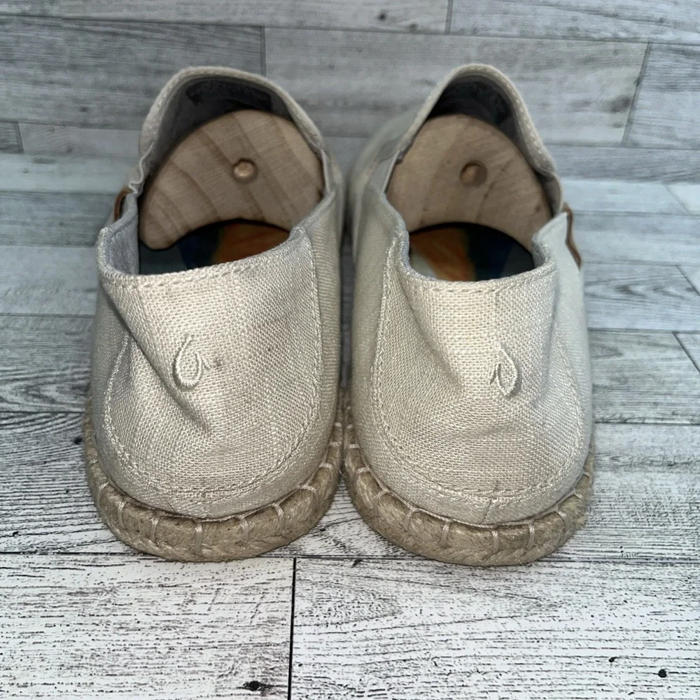 OluKai Kaula Pa'a Kapa Beige Slip On Comfort Espadrilles Loafer Shoes Women‎ 10